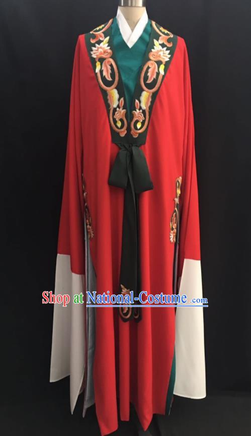 Traditional Chinese Huangmei Opera Niche Red Robe Ancient Romance of the Western Chamber Scholar Costume for Men