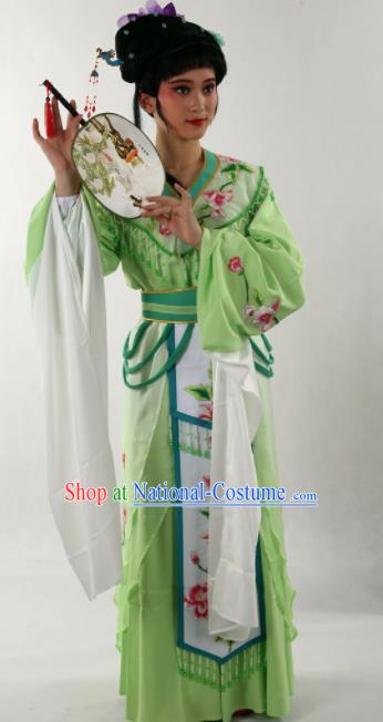 Traditional Chinese Huangmei Opera Diva Green Dress Ancient Peking Opera Nobility Lady Costume for Women