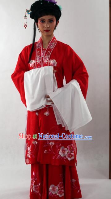 Traditional Chinese Shaoxing Opera Diva Red Dress Ancient Peking Opera Nobility Lady Costume for Women