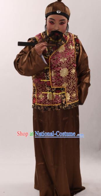 Traditional Chinese Shaoxing Opera Costume Ancient Qing Dynasty Long Gown and Mandarin Jacket for Men