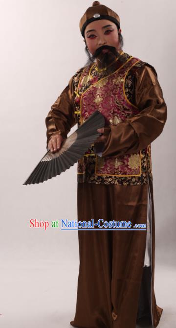 Traditional Chinese Shaoxing Opera Costume Ancient Qing Dynasty Long Gown and Mandarin Jacket for Men