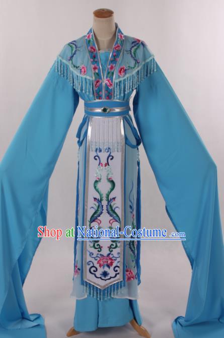 Traditional Chinese Shaoxing Opera Seven Fairy Blue Dress Ancient Peking Opera Diva Costume for Women