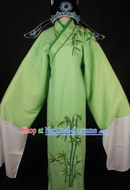 Traditional Chinese Shaoxing Opera Niche Green Robe Ancient Gifted Scholar Embroidered Costume for Men