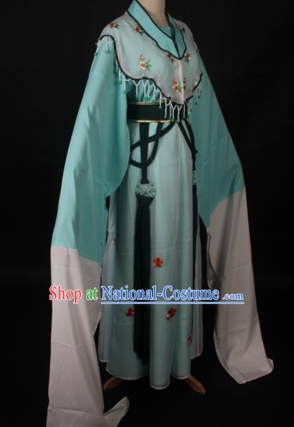 Traditional Chinese Shaoxing Opera Diva Lin Daiyu Green Dress Ancient Peking Opera Princess Costume for Women