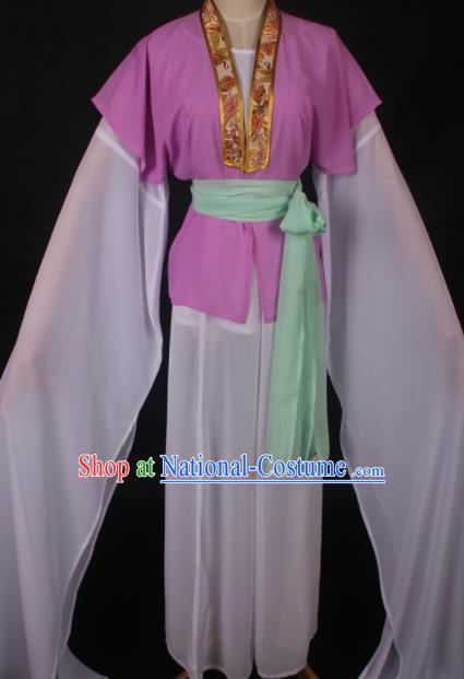 Traditional Chinese Shaoxing Opera Maidservants Purple Dress Ancient Peking Opera Village Girl Costume for Women