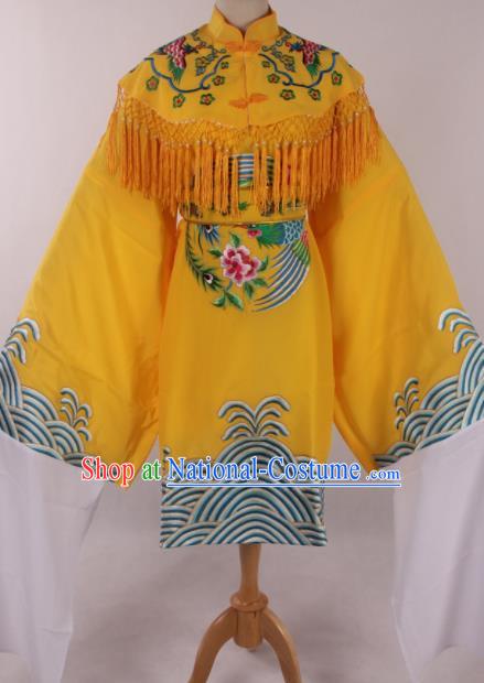 Traditional Chinese Shaoxing Opera Queen Yellow Dress Ancient Peking Opera Diva Costume for Women