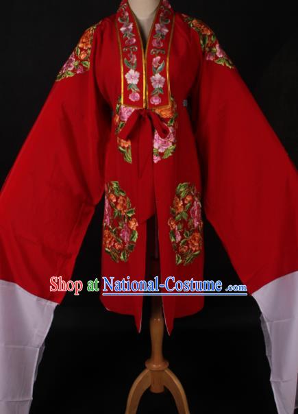 Traditional Chinese Shaoxing Opera Queen Red Cloak Ancient Peking Opera Diva Costume for Women