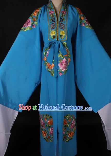 Traditional Chinese Shaoxing Opera Niche Embroidered Blue Gown Ancient Gifted Scholar Costume for Men