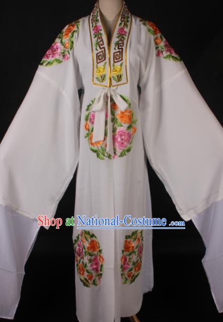 Traditional Chinese Shaoxing Opera Niche Embroidered White Gown Ancient Gifted Scholar Costume for Men