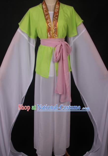 Traditional Chinese Shaoxing Opera Maidservants Green Dress Ancient Peking Opera Village Girl Costume for Women