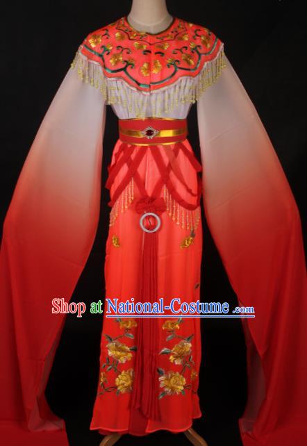 Traditional Chinese Shaoxing Opera Princess Orange Dress Ancient Peking Opera Diva Fairy Costume for Women