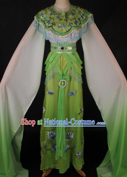 Traditional Chinese Shaoxing Opera Princess Green Dress Ancient Peking Opera Diva Fairy Costume for Women