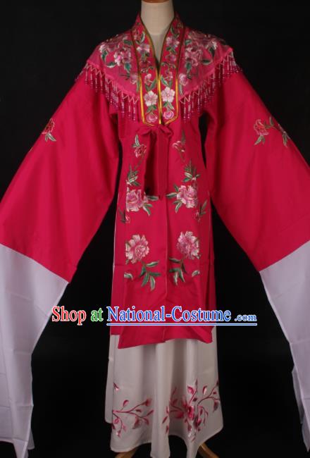 Traditional Chinese Shaoxing Opera Embroidered Rosy Dress Ancient Peking Opera Diva Costume for Women