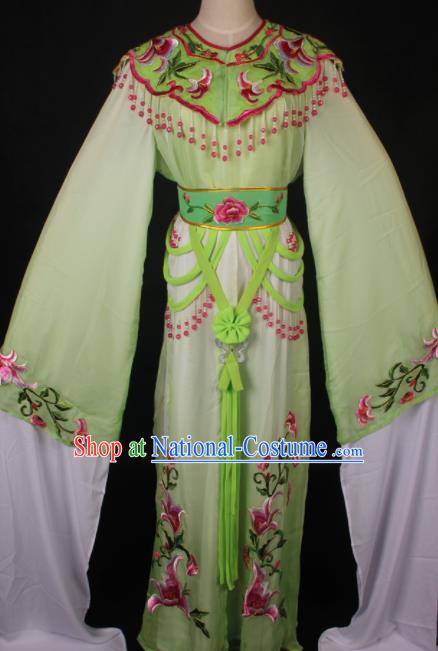 Traditional Chinese Shaoxing Opera Princess Embroidered Green Dress Ancient Peking Opera Diva Costume for Women