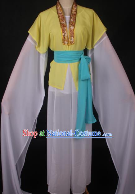 Traditional Chinese Shaoxing Opera Maidservants Yellow Dress Ancient Peking Opera Village Girl Costume for Women