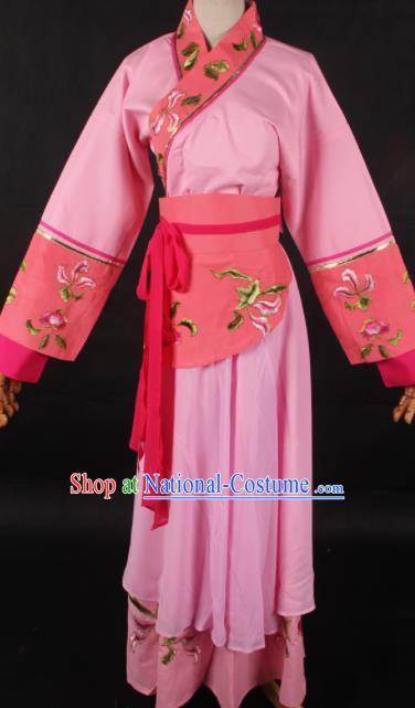 Chinese Traditional Shaoxing Opera Maidservant Pink Dress Ancient Peking Opera Servant Girl Costume for Women