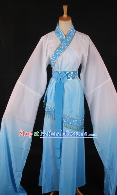 Chinese Traditional Shaoxing Opera Blue Dress Ancient Peking Opera Maidservant Xi Shi Costume for Women