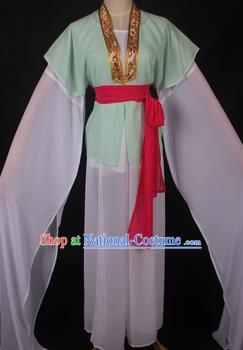 Traditional Chinese Shaoxing Opera Maidservants Light Green Dress Ancient Peking Opera Village Girl Costume for Women