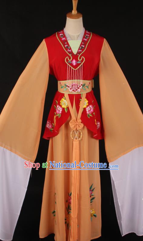 Chinese Traditional Shaoxing Opera A Dream in Red Mansions Orange Dress Ancient Peking Opera Maidservant Costume for Women