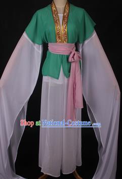 Traditional Chinese Shaoxing Opera Maidservants Green Dress Ancient Peking Opera Village Girl Costume for Women