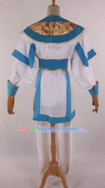 Traditional Chinese Shaoxing Opera Takefu Blue Clothing Ancient Imperial Bodyguard Soldier Costume for Men