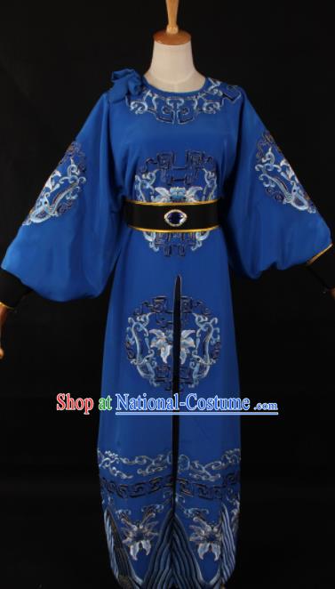 Traditional Chinese Shaoxing Opera Takefu Blue Clothing Ancient Imperial Bodyguard Costume for Men