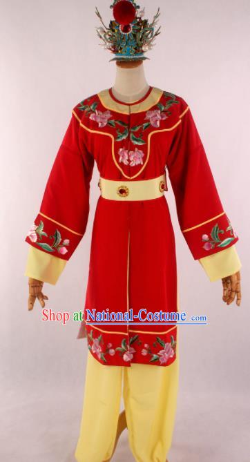 Traditional Chinese Shaoxing Opera Livehand Red Clothing Ancient Servant Costume for Men