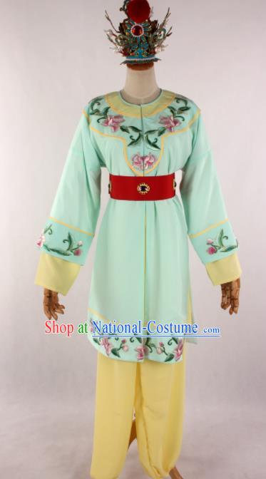 Traditional Chinese Shaoxing Opera Livehand Green Clothing Ancient Servant Costume for Men