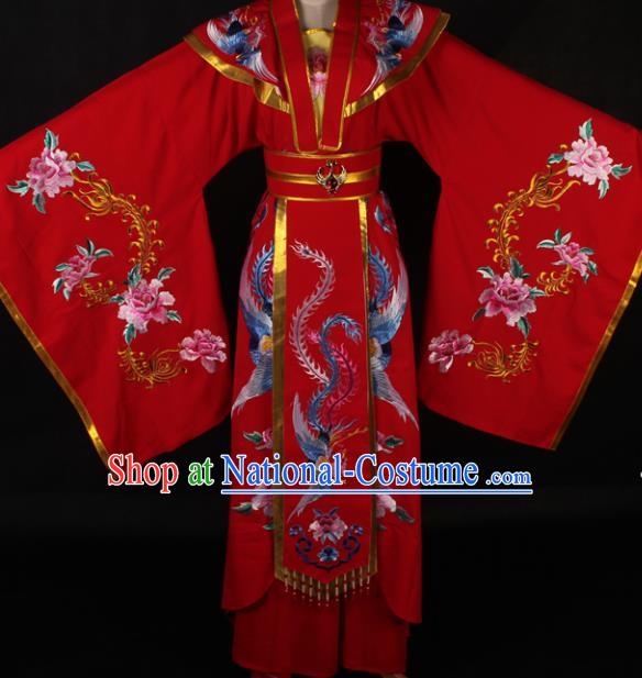 Traditional Chinese Shaoxing Opera Diva Red Dress Ancient Peking Opera Queen Costume for Women