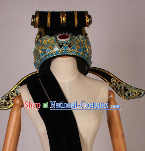 Traditional Chinese Shaoxing Opera Niche Black Hat Ancient Scholar Headwear for Men