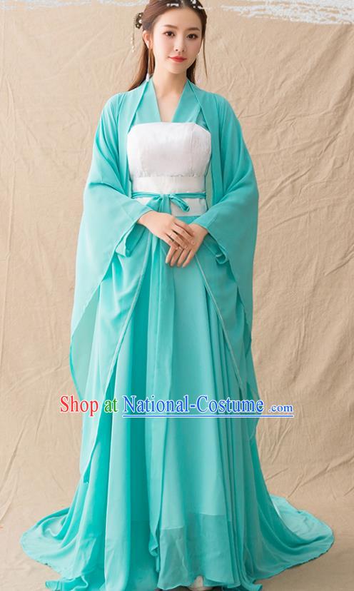 Chinese Ancient Drama Palace Princess Green Hanfu Dress Traditional Song Dynasty Imperial Consort Replica Costumes for Women