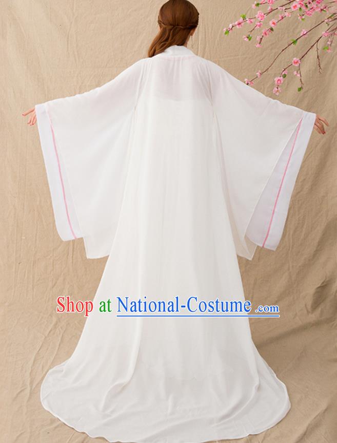 Chinese Ancient Drama Female Swordsman White Hanfu Dress Traditional Song Dynasty Court Princess Replica Costumes for Women