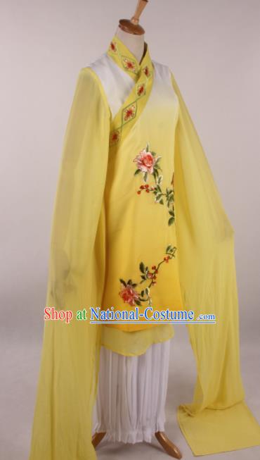 Chinese Traditional Shaoxing Opera Buddhist Nun Yellow Dress Ancient Peking Opera Actress Costume for Women