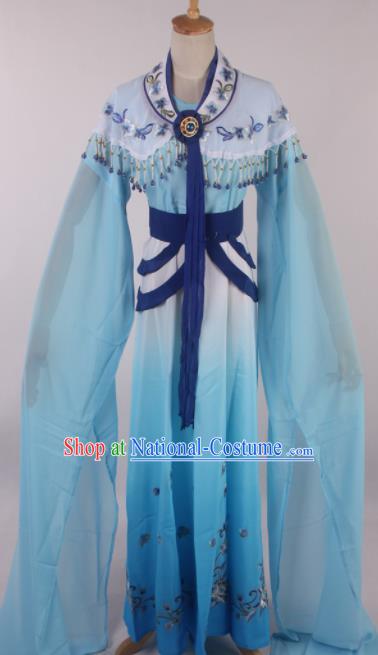 Chinese Traditional Huangmei Opera Seven Fairies Blue Dress Ancient Peking Opera Actress Costume for Women