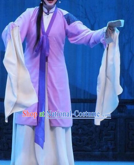 Chinese Traditional Shaoxing Opera Poor Lady Purple Dress Ancient Peking Opera Actress Costume for Women