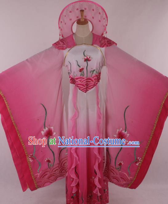 Chinese Traditional Shaoxing Opera Dragon Princess Pink Dress Ancient Peking Opera Actress Costume for Women