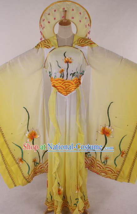 Chinese Traditional Shaoxing Opera Dragon Princess Yellow Dress Ancient Peking Opera Actress Costume for Women