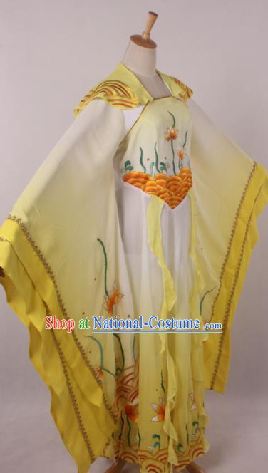 Chinese Traditional Shaoxing Opera Dragon Princess Yellow Dress Ancient Peking Opera Actress Costume for Women