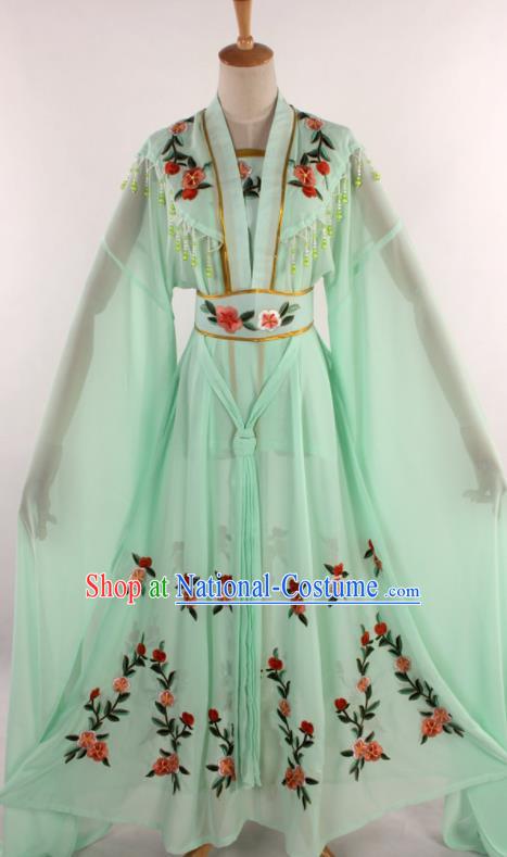 Chinese Traditional Shaoxing Opera Diva Goddess Light Green Dress Ancient Peking Opera Actress Costume for Women