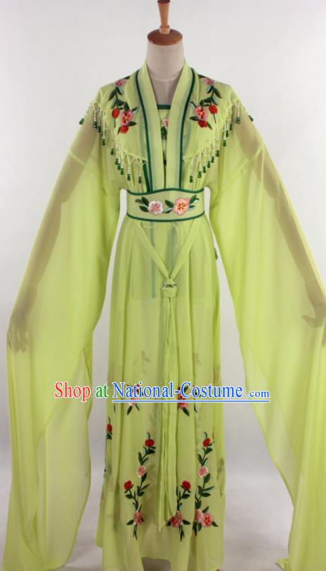 Chinese Traditional Shaoxing Opera Diva Goddess Greenyellow Dress Ancient Peking Opera Actress Costume for Women