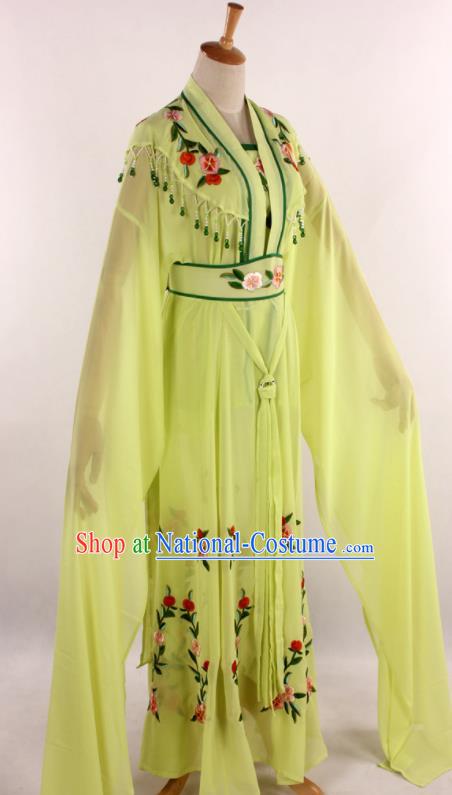 Chinese Traditional Shaoxing Opera Diva Goddess Greenyellow Dress Ancient Peking Opera Actress Costume for Women