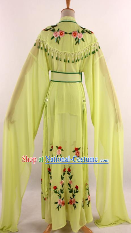 Chinese Traditional Shaoxing Opera Diva Goddess Greenyellow Dress Ancient Peking Opera Actress Costume for Women