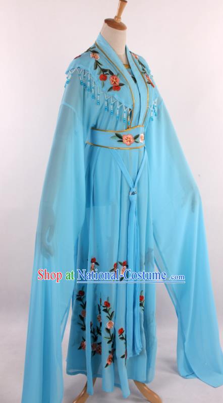 Chinese Traditional Shaoxing Opera Diva Goddess Light Blue Dress Ancient Peking Opera Actress Costume for Women