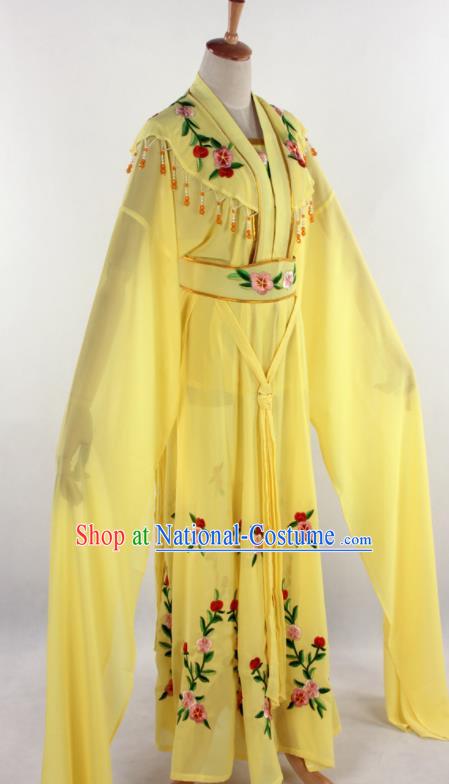 Chinese Traditional Shaoxing Opera Diva Goddess Yellow Dress Ancient Peking Opera Actress Costume for Women