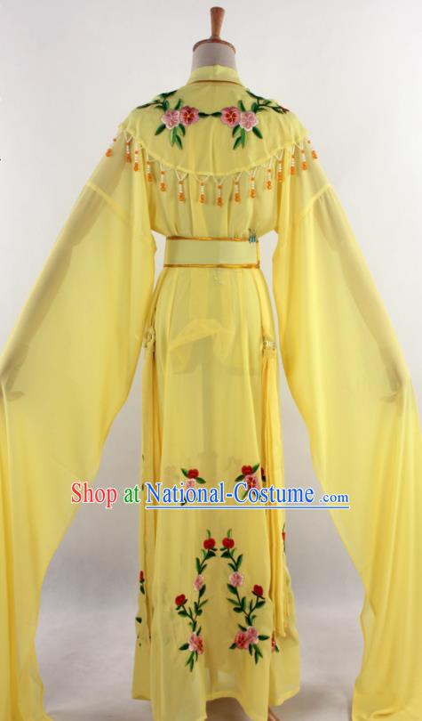 Chinese Traditional Shaoxing Opera Diva Goddess Yellow Dress Ancient Peking Opera Actress Costume for Women