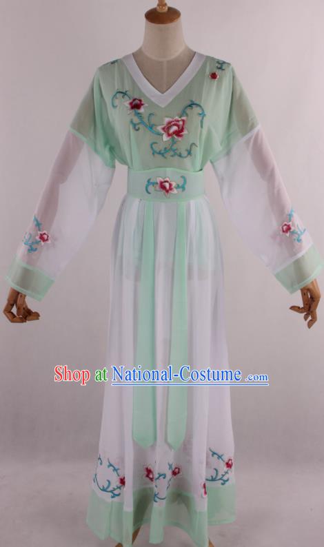 Chinese Traditional Shaoxing Opera Young Lady Aqua Green Dress Ancient Peking Opera Maidservant Costume for Women