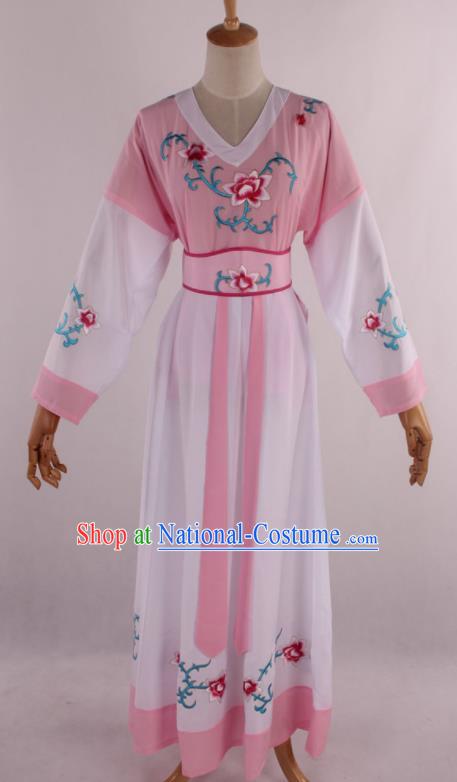 Chinese Traditional Shaoxing Opera Young Lady Pink Dress Ancient Peking Opera Maidservant Costume for Women