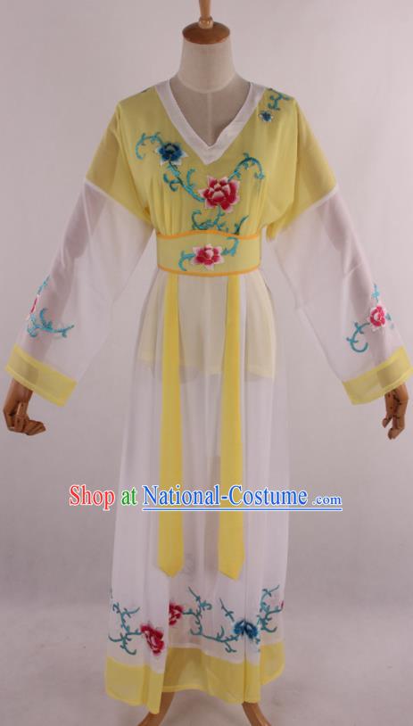 Chinese Traditional Shaoxing Opera Young Lady Yellow Dress Ancient Peking Opera Maidservant Costume for Women