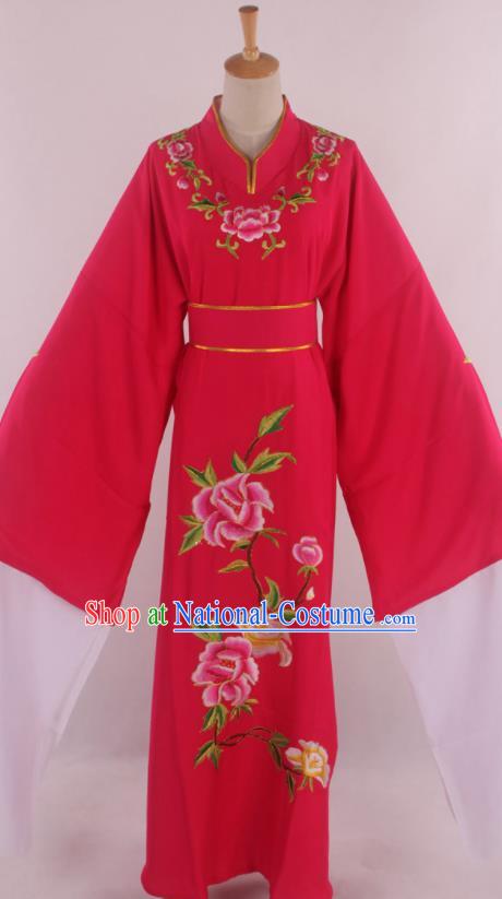 Traditional Chinese Shaoxing Opera Niche Scholar Embroidered Rosy Robe Ancient Nobility Childe Costume for Men