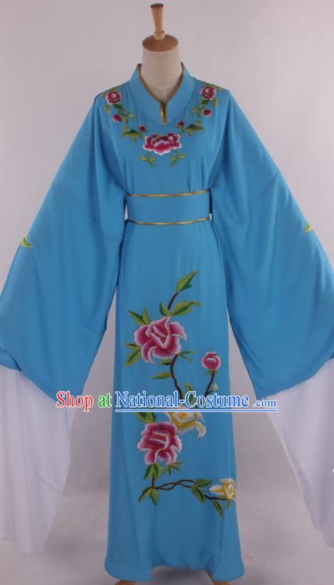 Traditional Chinese Shaoxing Opera Niche Scholar Embroidered Blue Robe Ancient Nobility Childe Costume for Men